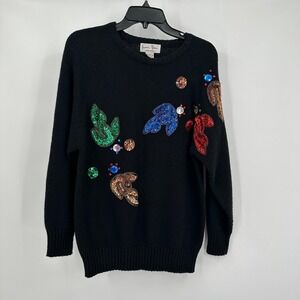 Naomi Bee Womens Vintage Hand Beaded Maximalist Sweater Size‎ M Artsy Eclectic